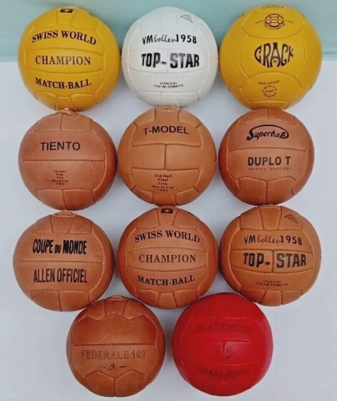Historical mini ball set 11 pcs FIFA world cup 1930 to 1966 in leather size 1