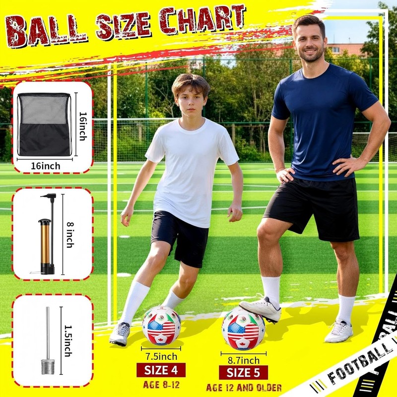 Leitee World Flag Soccer Ball 2026 Training Ball Pump Bag gallery