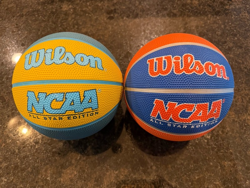 Wilson NCAA Mini Basketballs All Star Edition – Orange & Blue, Yellow & Blue