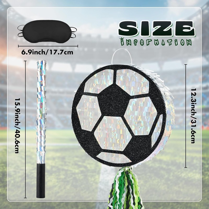Versatile Soccer Piñata Party Set - Includes Blindfold, Stick, and More gallery