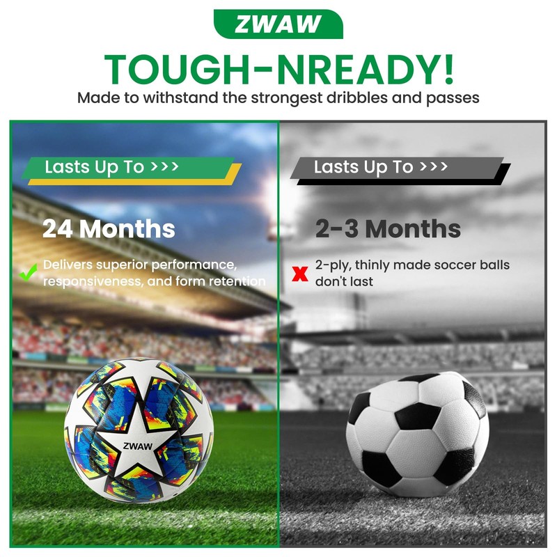 Size 5 Soccer Ball, Waterproof PU Leather, Official Match Ball, with Pump & N... gallery