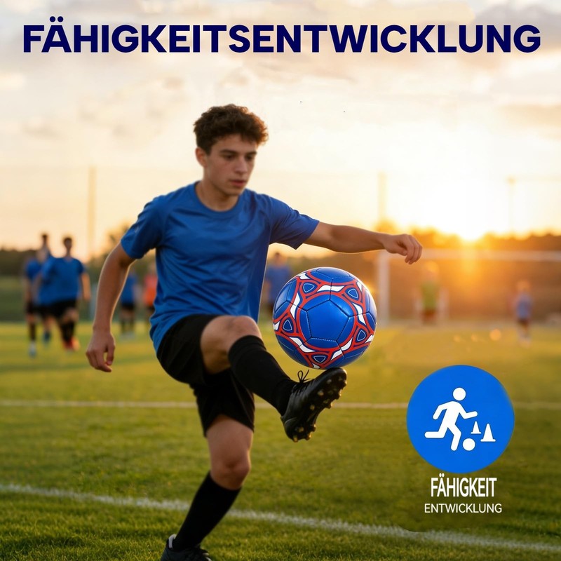 Size 5 Soccer , Official Match & Training Soccer , Metallic Blue TPU Leather ... gallery