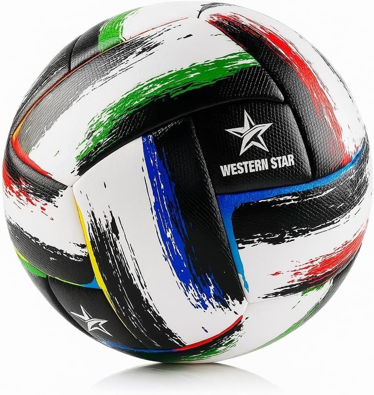 Western Star Soccer Ball Size 4 & 5 - Official Match Weight 5 4, Rainbow