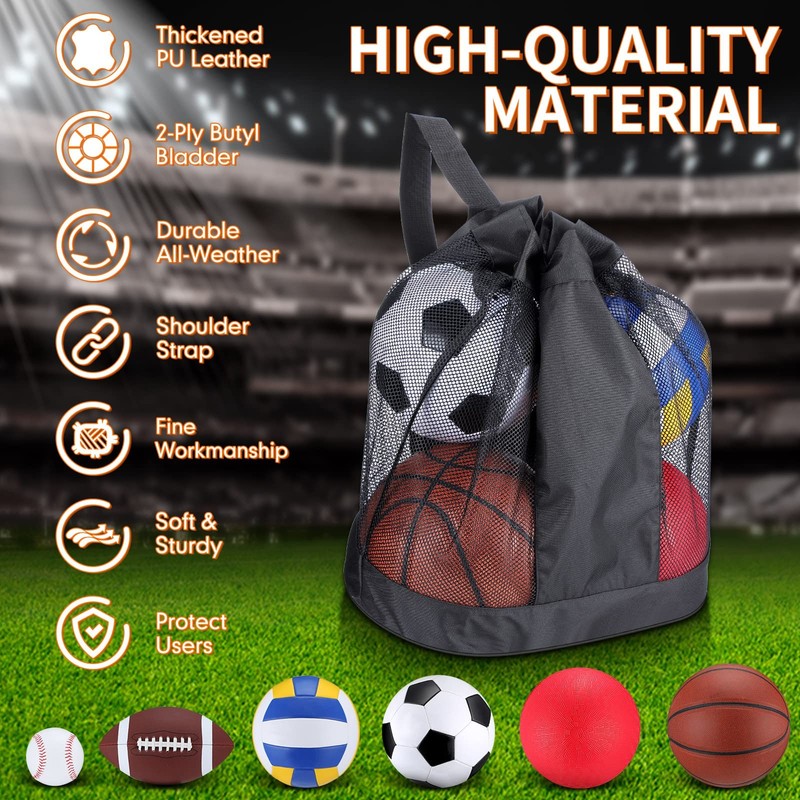 Libima 6 Pcs Multi Sport Ball Set Official Size Football 7, [MULTIPLE] gallery