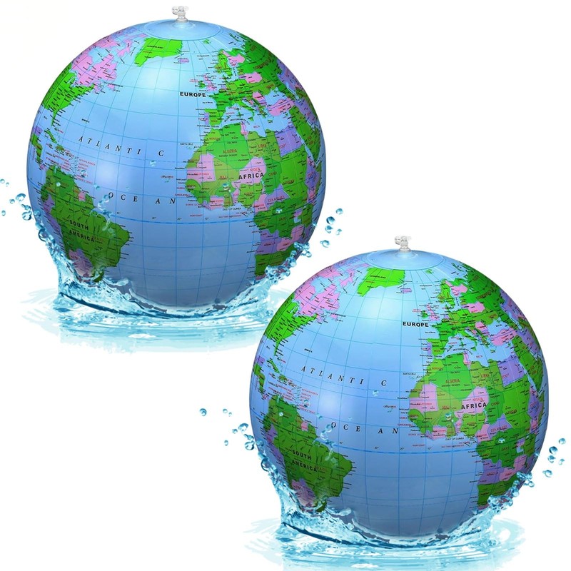 World Globe Inflatable, 2 Pack Water Polo Inflatable, Water Polo World Globe for S...
