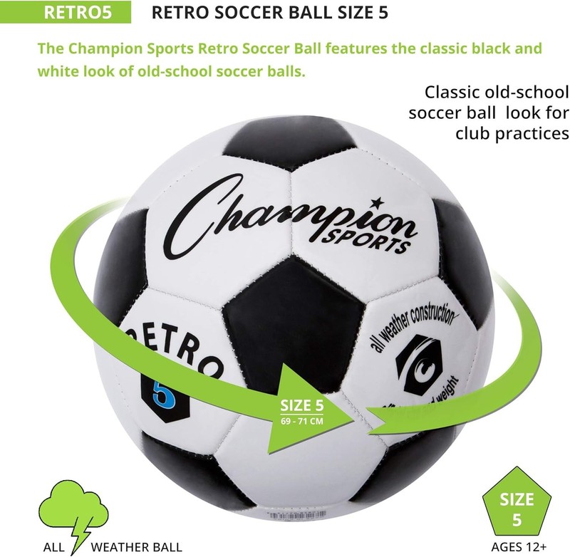 Retro Soccer Ball - Sizes 3, 4 & 5, Soft Touch, All Weather for Indoor/Outdoor gallery