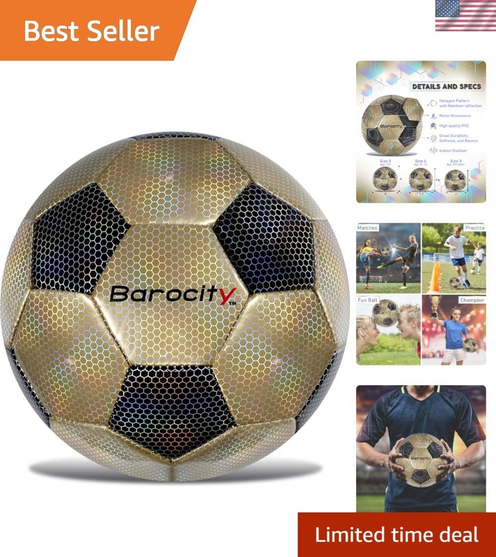 Durable Black & Gold Size 5 Soccer Ball – Perfect for Training and Matches