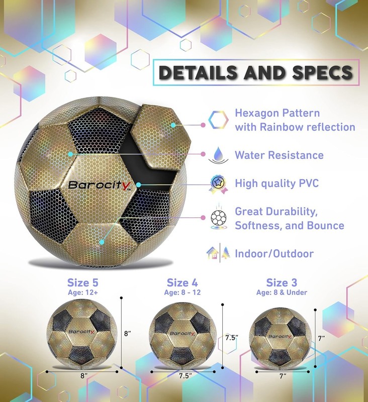 Durable Black & Gold Size 5 Soccer Ball - Perfect for Training and Matches gallery