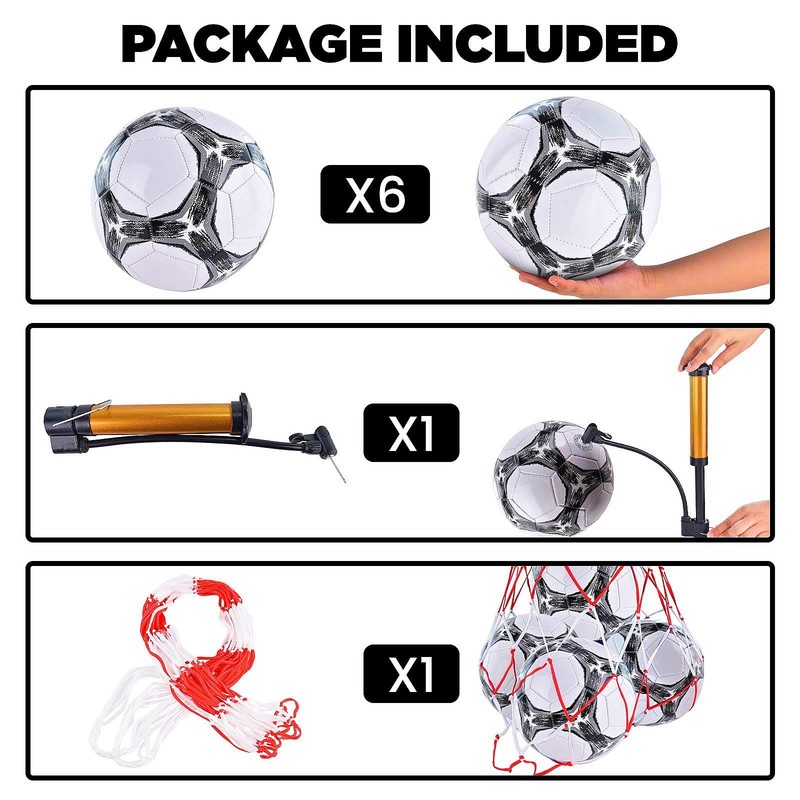 ELKCIP 6 Pack Classic deflated Soccer Balls Size 4/5 with Pump and Mesh Bag f... gallery