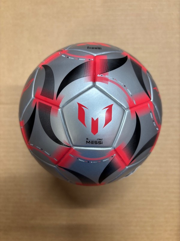 SOCCER BALL-ADIDAS-SIZE 1-MINI-MESSI LOGO-SILVER IN COLOR-NEW-