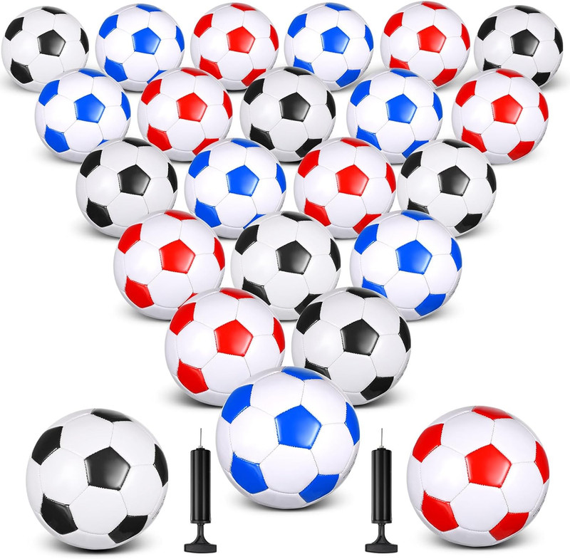 24 Pcs Deflated Soccer Balls with Pump Bulk Official Size Soccer Ball for Teen A