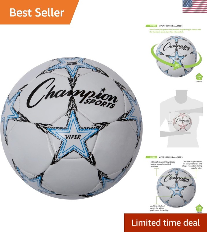 Viper Soccer Ball – Sizes 3, 4, 5 – Soft Touch TPU Cover, Durable Butyl Bladd…