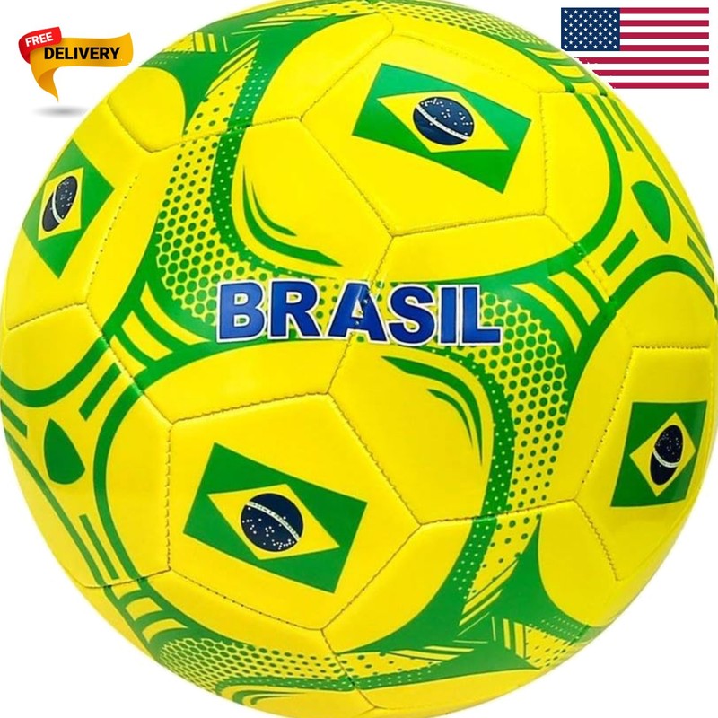 2026 Brazil Flag Soccer Ball – Official Size 5 | Durable PVC for Training
