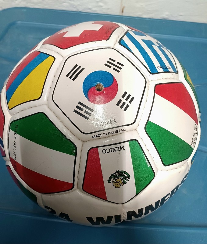 Vintag 24 WINNERS FIFA OFFICIAL Flag Souvenir Sz 5 SOCCER BALL FUTBOL 1994 Fair gallery