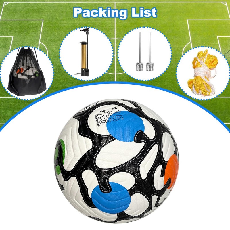 Soccer Ball Size 5,Waterproof PU Leather,Seamless Surface,Official Match Ball... gallery