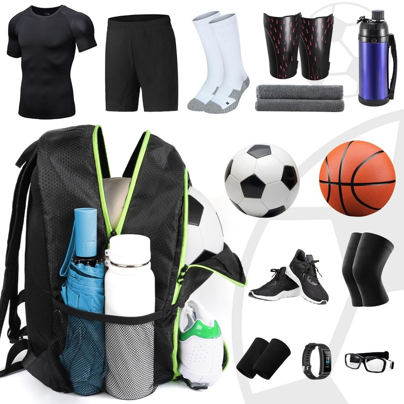 YOREPEK Soccer Backpack, Lightweight Water Resistant Sport Large, Black gallery