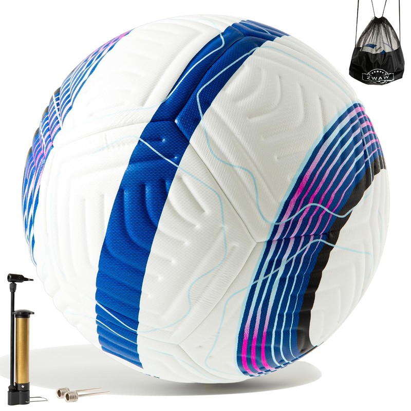 Official Match Soccer Ball Size 5 – Waterproof PU Leather, Includes Pump & Ne…