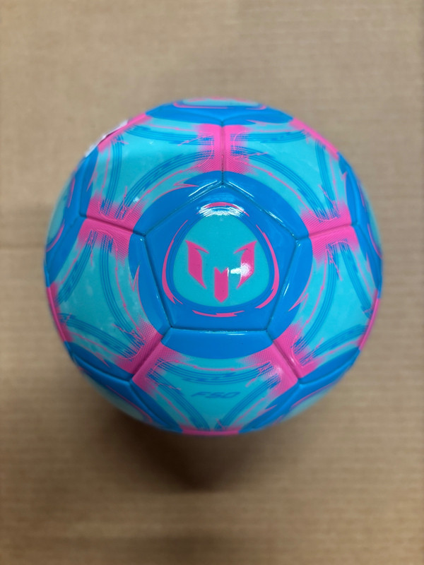 SOCCER BALL-ADIDAS-SIZE 1-MINI-F50-MESSI LOGO-PINK & BLUE IN COLOR-NEW-