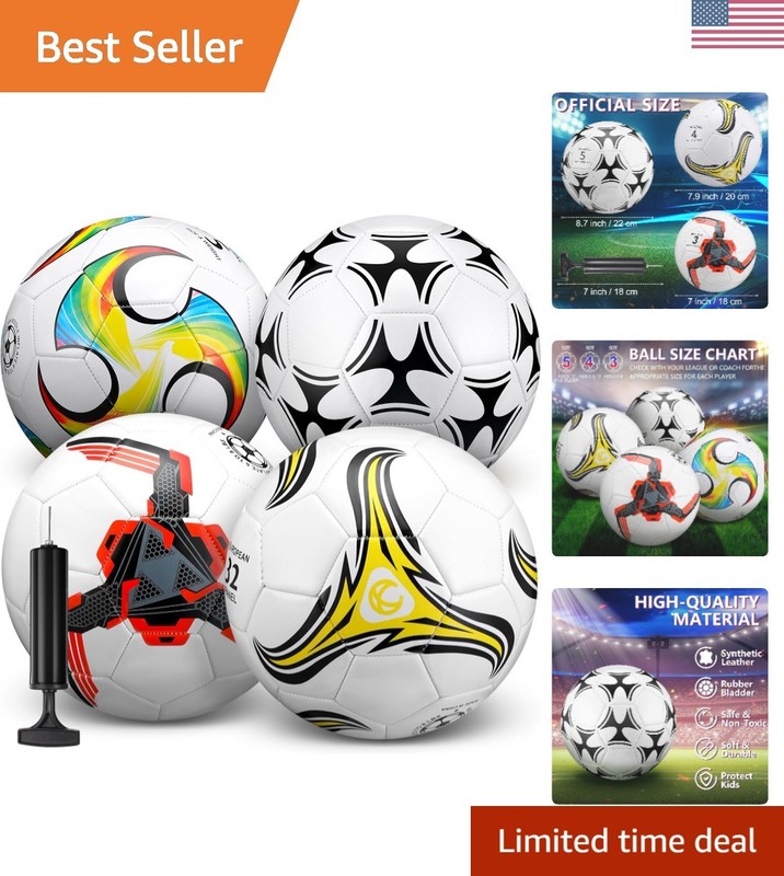 Inflatable Soccer Balls Set with Pump - Stylish Designs for Kids & Youth Sports