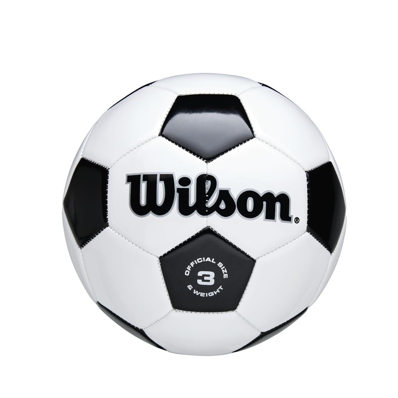 WILSON Traditional Soccer Ball - Size 3, Black/White