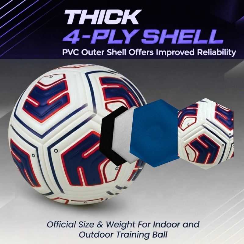 Premium Soccer Size 5 & 4 – Durable Hybrid Bonded Training for Adults & – Wat... gallery