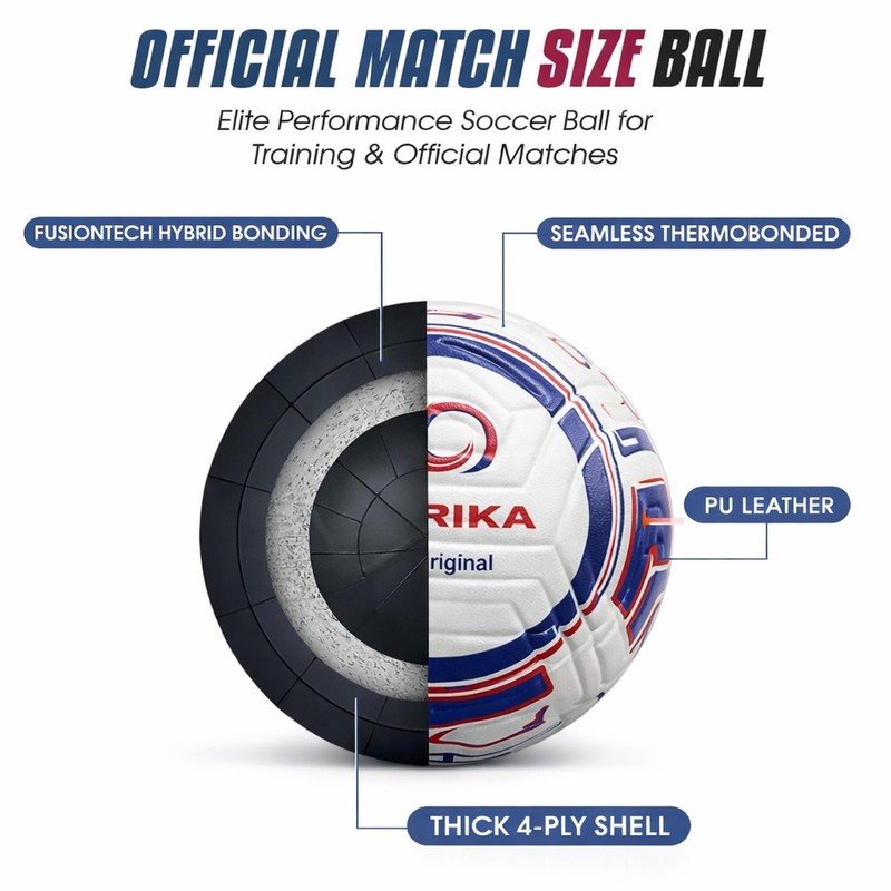 Premium Soccer Size 5 & 4 – Durable Hybrid Bonded Training for Adults & – Wat... gallery