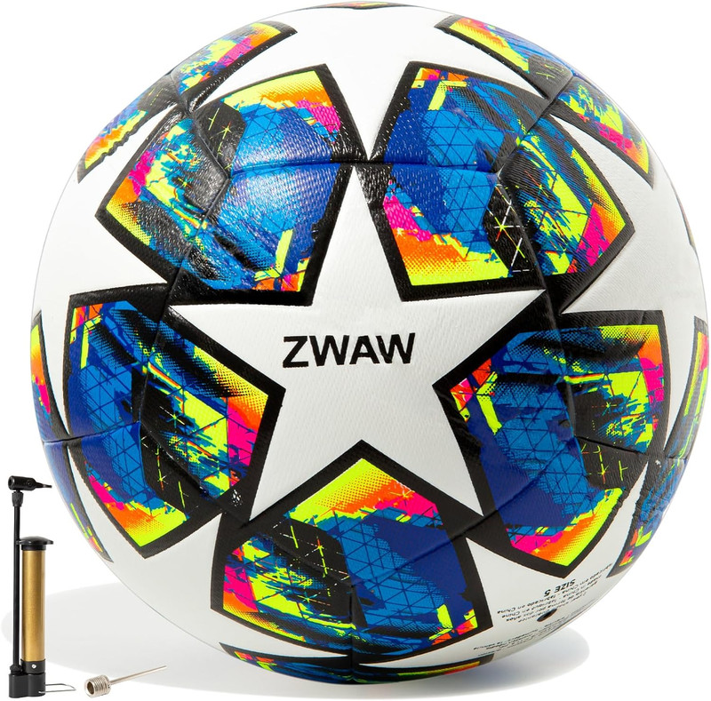 Size 5 Soccer Ball, Waterproof PU Leather, Official Match Ball, with Pump & Need