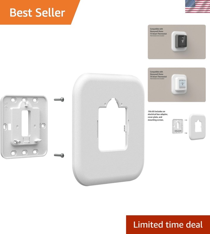 Large Cover Plate & Electrical Box Adaptor for T-Series Thermostats , White