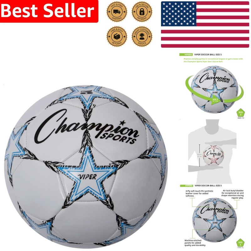 Machine-Stitched Viper Soccer Ball Size 5 – Ships Deflated, Easy Inflation