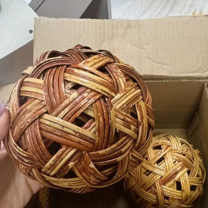 SET 2 SEPAK TAKRAW RATTAN BALLS KIK WICKER OUTDOOR SPORT THAI VINTAGE HANDMADE