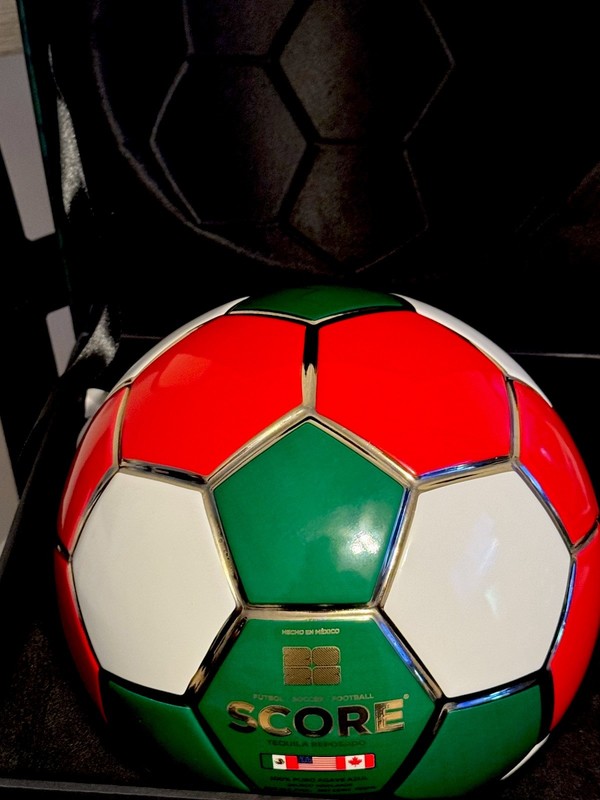 SCORE Tequila Reposado Size 5 Leather Low Bounce Hand-Stitched Soccer Ball