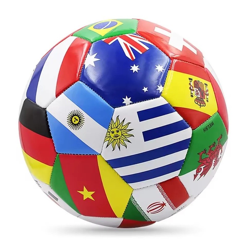 1pc Soccer Ball Multi-Country Flag Design 8.5in Football Training Play Ball