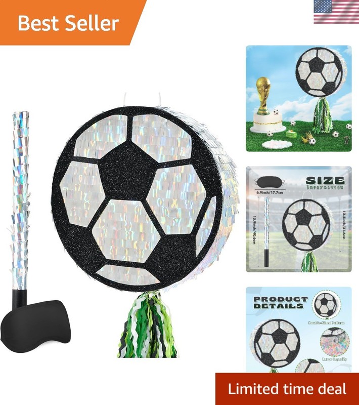 Versatile Soccer Piñata Party Set – Includes Blindfold, Stick, and More