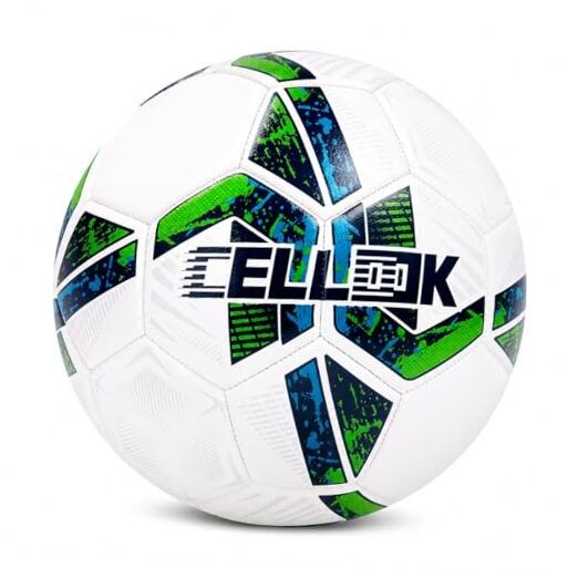 Soccer Ball Size 4 with Pump Deflated, Official Size and Size 5 Green Blue