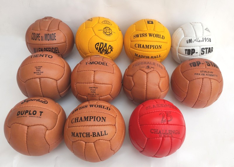 Historical Mini FIFA World Cup 11 Leather Balls Set 1930-1966 Size 1