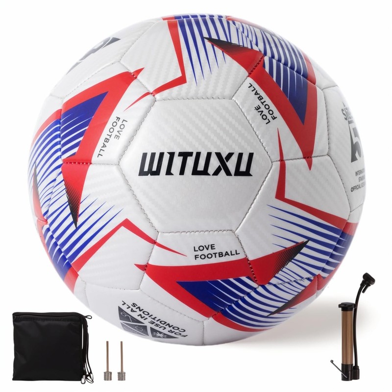 Size 5 Soccer with Pump and Needle – Official Match Professional Football for…