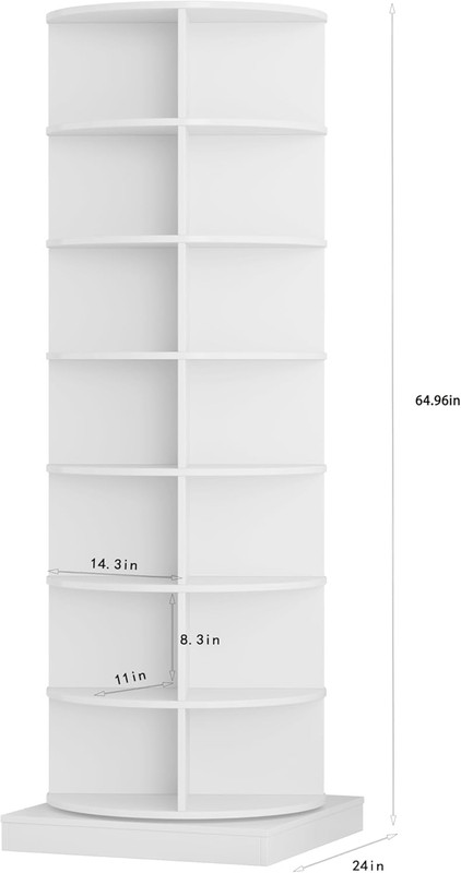 360° Spinning 7-Tier Shoe Rack Carousel - Stylish White Organizer for Entryway gallery