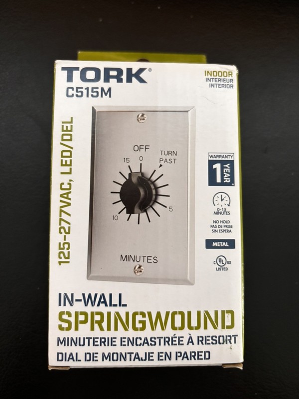 NSI TORK C515M Spring-Wound In-Wall Twist Timer with Commercial Style Metal Plat