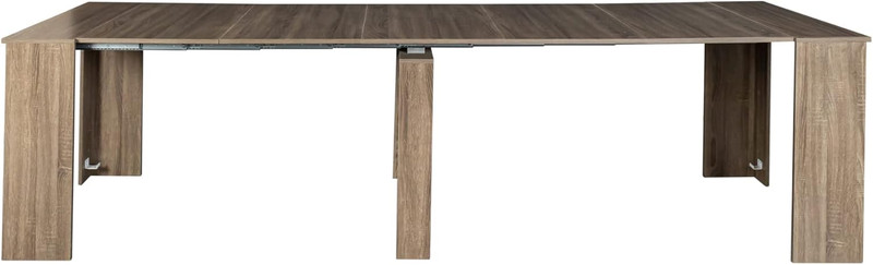 Expandable Dining Table for 6-10, Space-Saving Brown Console Design gallery