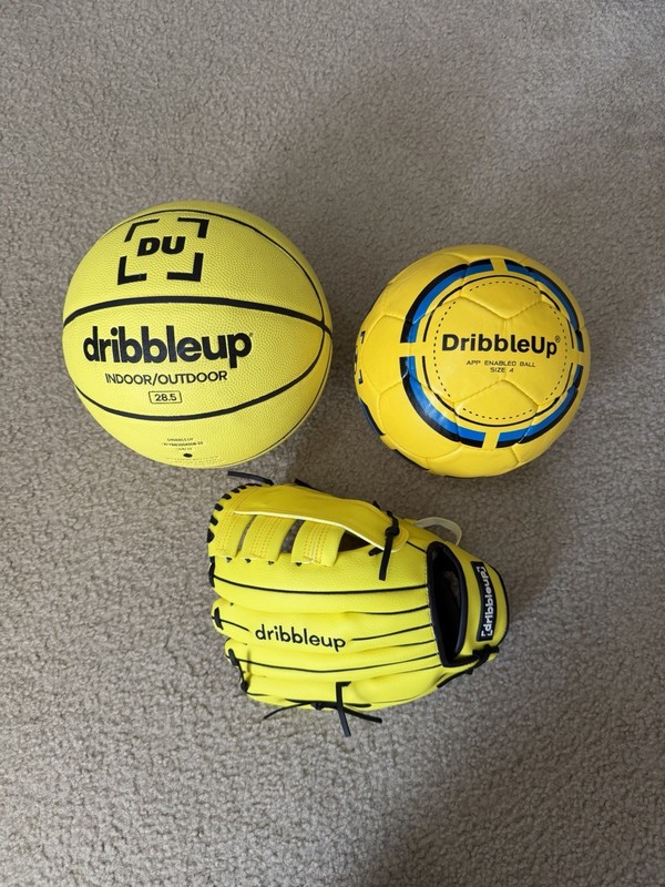 Dribble Up Basketball, Soccer Ball & Baseball Glove