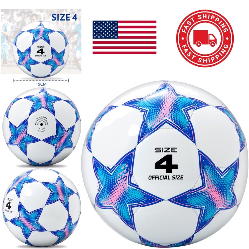 Molded Soccer Ball Size 4 Star Pattern Lightweight and Elastic for Young Players