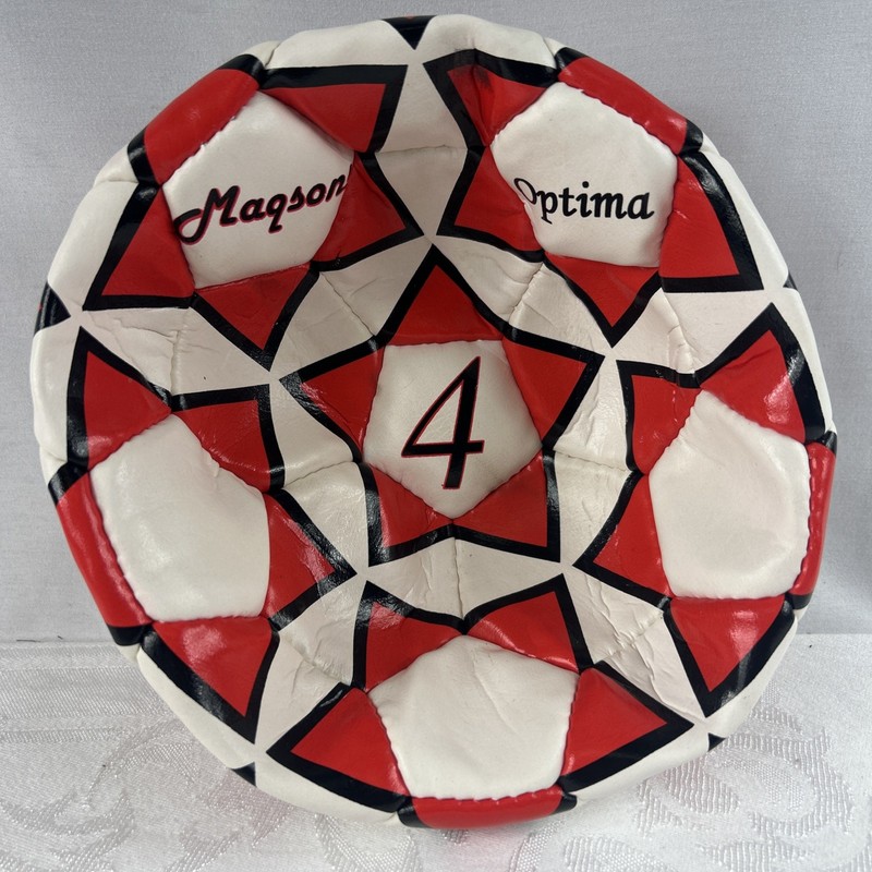 Maqson Optima- Size 4 Soccer Ball–Red/White/Black 32-Panel Professional Football