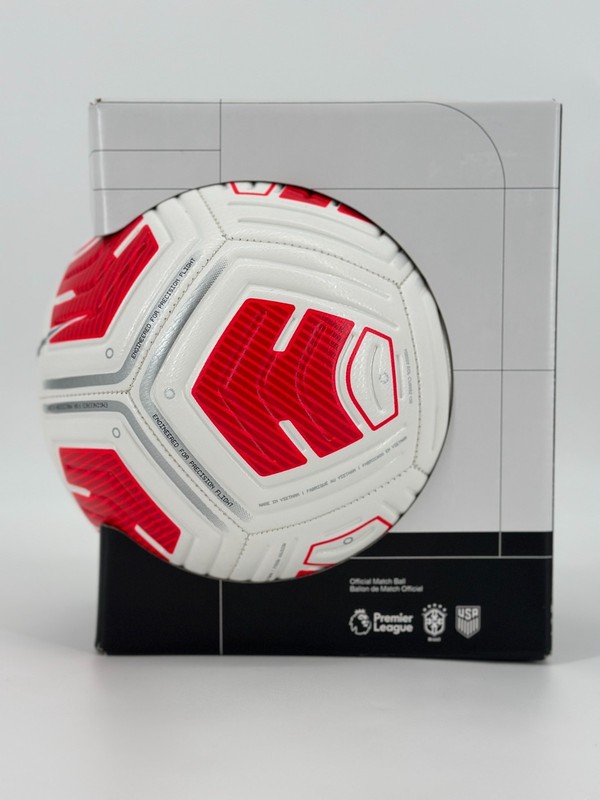 Nike Strike Team Soccer Ball Adult 4 White Red Futbol Aerowsculpt Premier League gallery