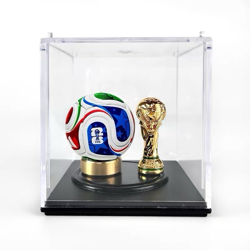 2026 World Cup Mini Football with Trophy and Acrylic Display Box Set
