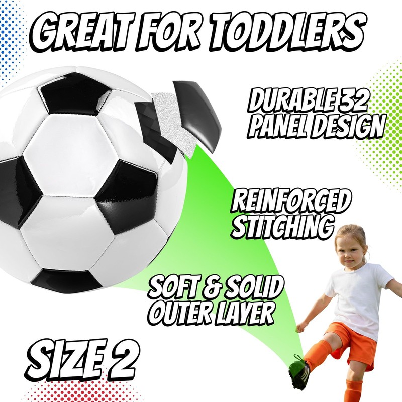 Soccer Size 2 with Pump - Black & White Training Practice & Match for & Toddl... gallery