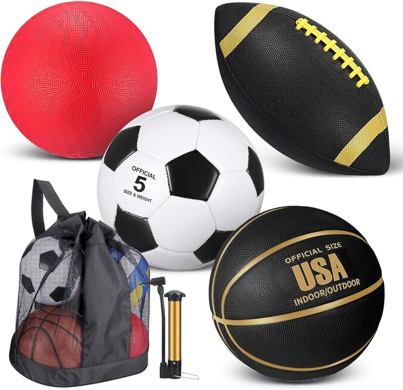 4 Pcs Sports Balls Set for Teen Adult, Include Official Size Basketball Socce... gallery