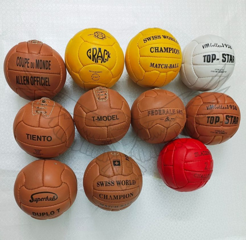 Historical collector mini ball set 11 pcs FIFA world cup 1930-1966 leather 100%
