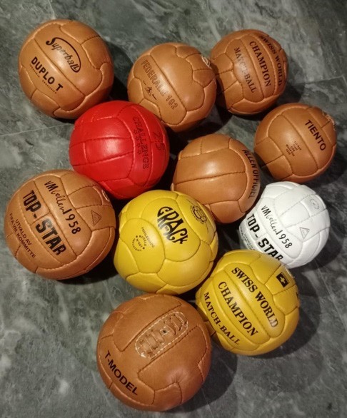 Historic Leather Mini Football Set 11 Pieces FIFA World Cups 1930 To 1966 Size 1 gallery