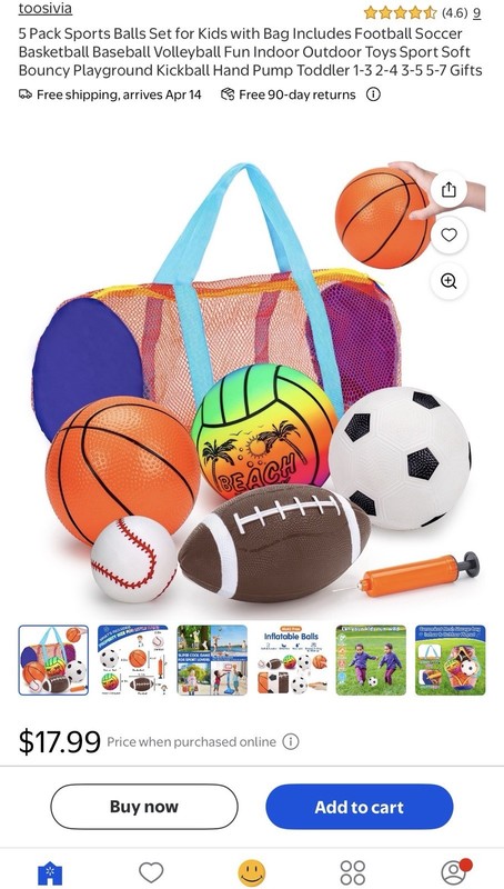 Balls Set for Kids with Bag Includes Football Soccer Basketball Baseball Volleyb gallery