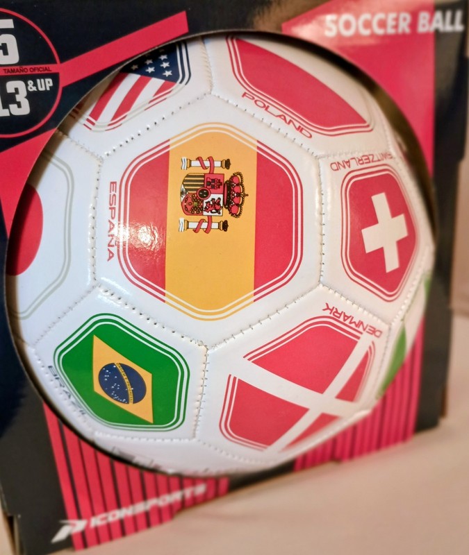 Icon Sports Soccer Ball Size 5 White Multicolor Flags Design